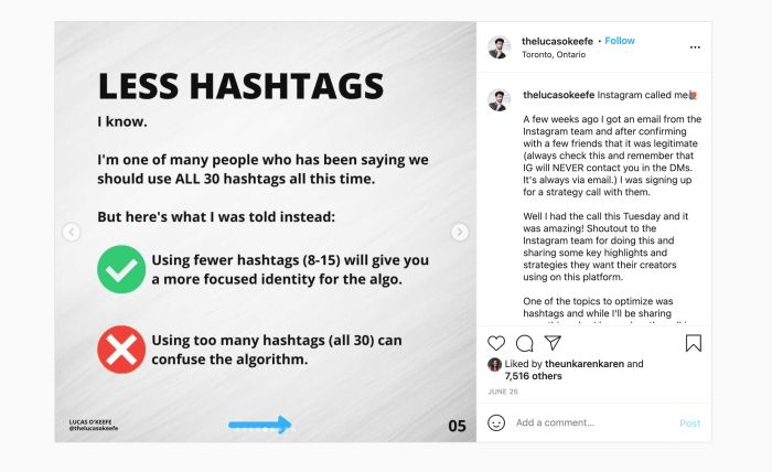 Using Hashtag Strategy on Instagram